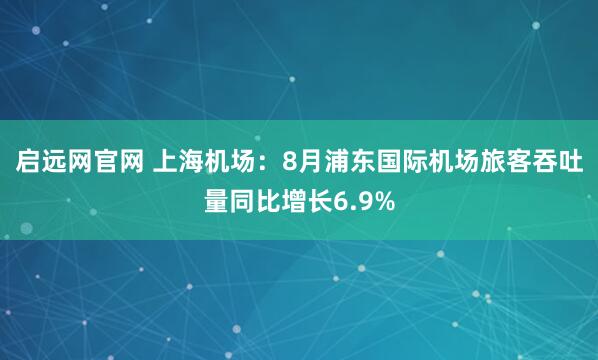 启远网官网 上海机场：8月浦东国际机场旅客吞吐量同比增长6.9%
